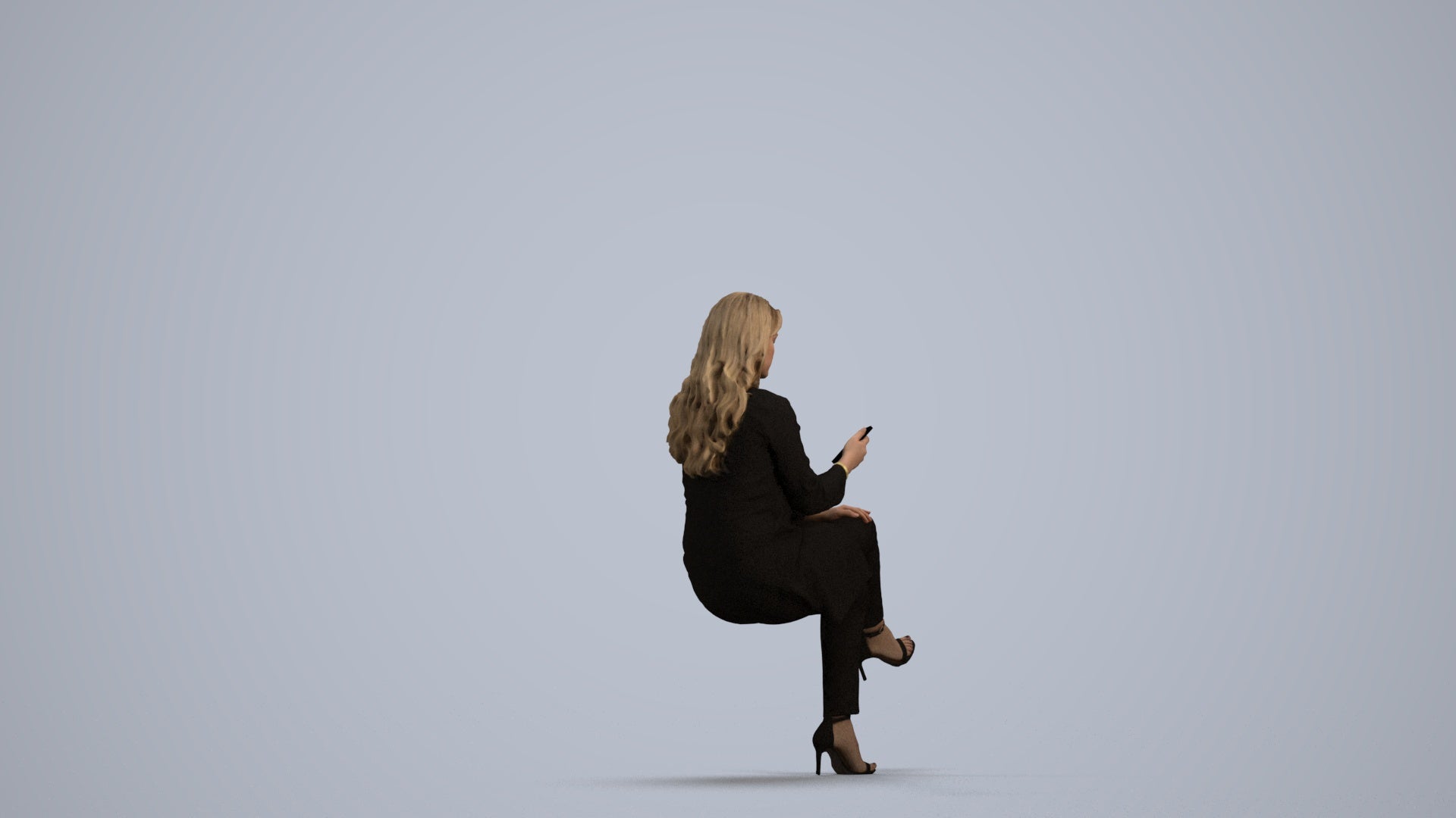 photogrammetry 3D woman business sitting, realistic human model archviz FBX, front view render