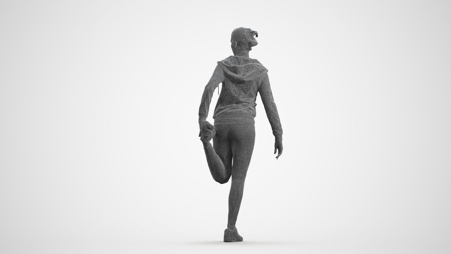 scanned 3D woman sport, photogrammetry people for Enscape and V-Ray, wireframe front view