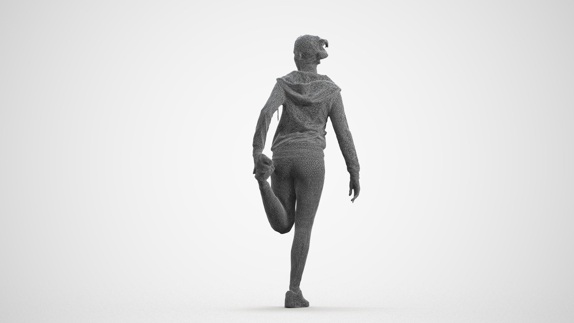 scanned 3D woman sport, photogrammetry people for Enscape and V-Ray, wireframe front view