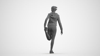 scanned 3D woman sport, photogrammetry people for Enscape and V-Ray, wireframe front view