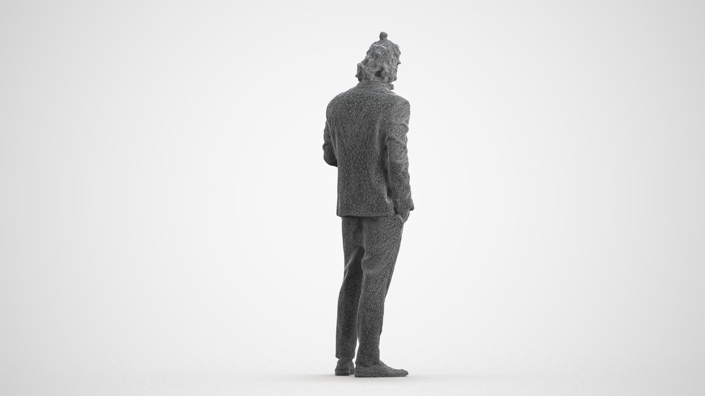 3D people model man formal formalaffairs, scanned human for 3ds Max rendering, wireframe front view