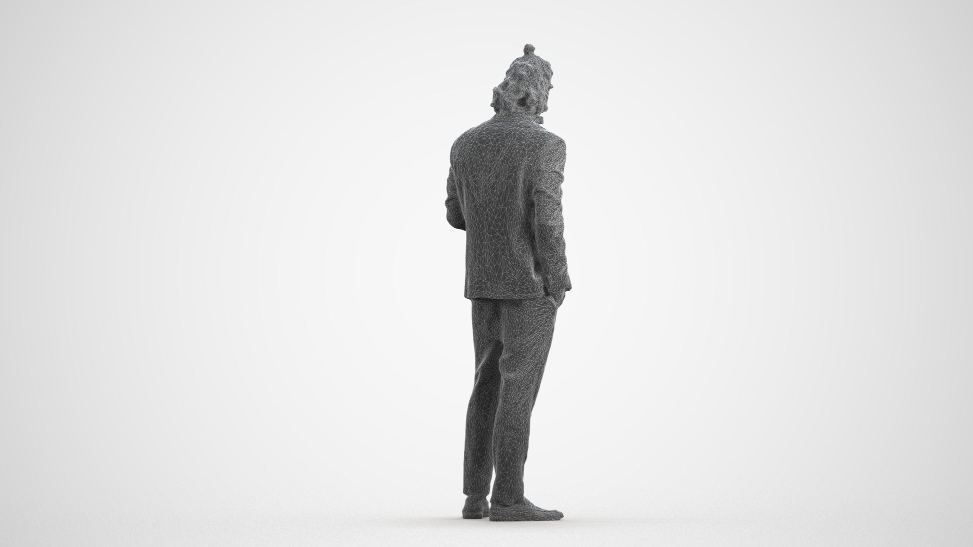 3D people model man formal formalaffairs, scanned human for 3ds Max rendering, wireframe front view