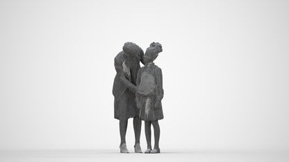 3D people model boy kids, scanned human for 3ds Max rendering, wireframe back view