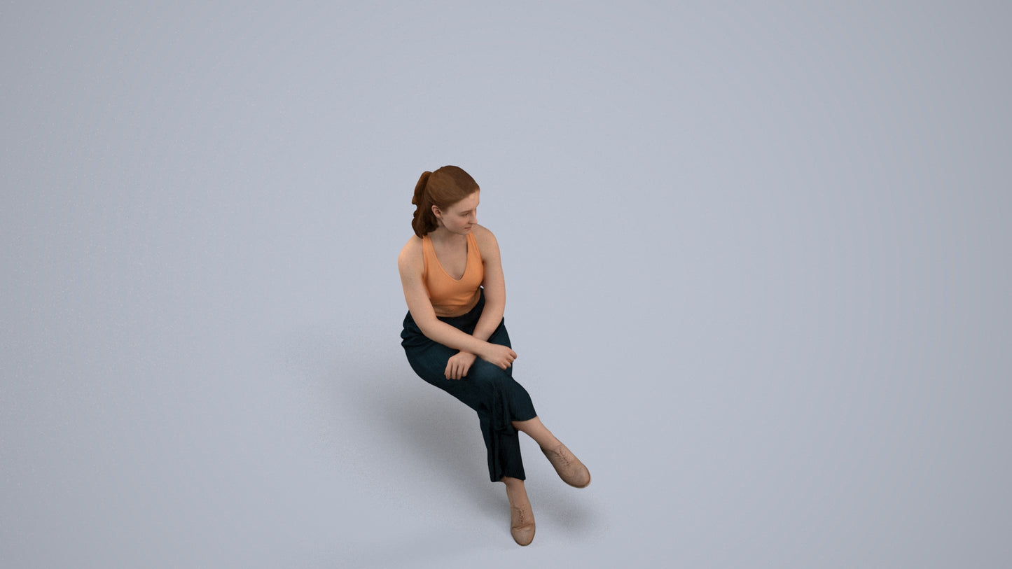 realistic 3D people girl casual kids, render-ready for V-Ray and Corona, FBX OBJ, back view render