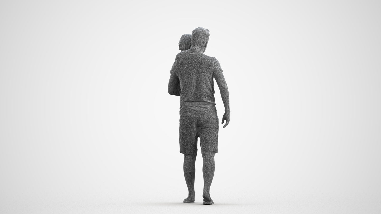 realistic 3D human boy casual kids, archviz people FBX OBJ for Blender, wireframe front view