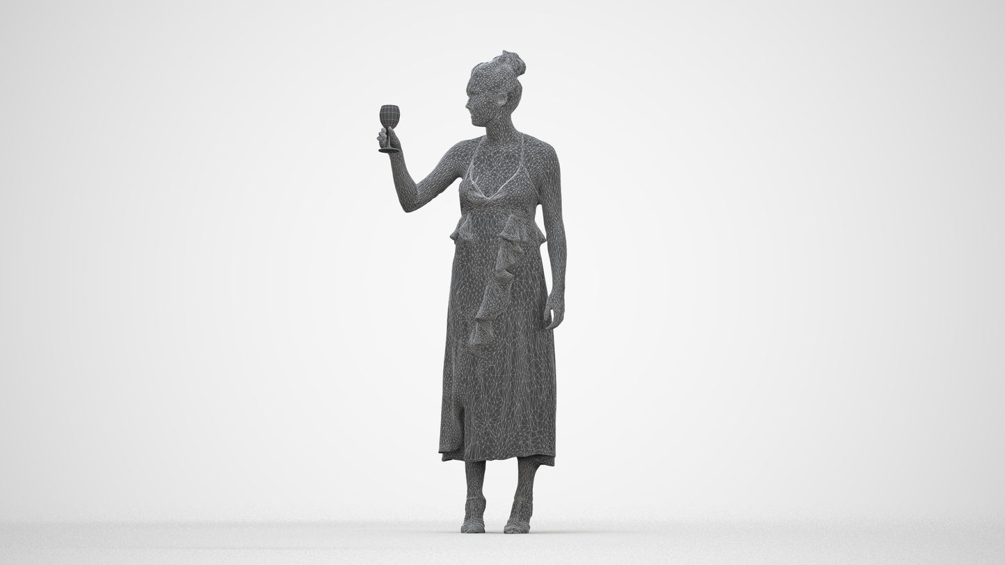 3D people model woman formal formalaffairs, scanned human for 3ds Max rendering, wireframe back view