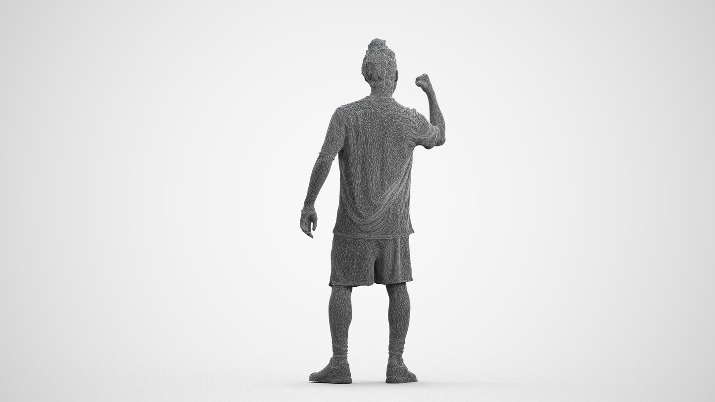 3D people model man sport, scanned human for 3ds Max rendering, wireframe front view