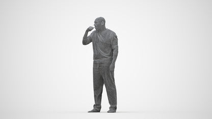 3D people model man bathroom, scanned human for 3ds Max rendering, wireframe back view