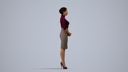 scanned 3D woman business, photogrammetry people for Enscape and V-Ray, side view render