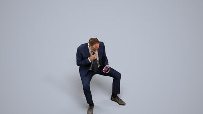 realistic 3D human man business, archviz people FBX OBJ for Blender, back view render