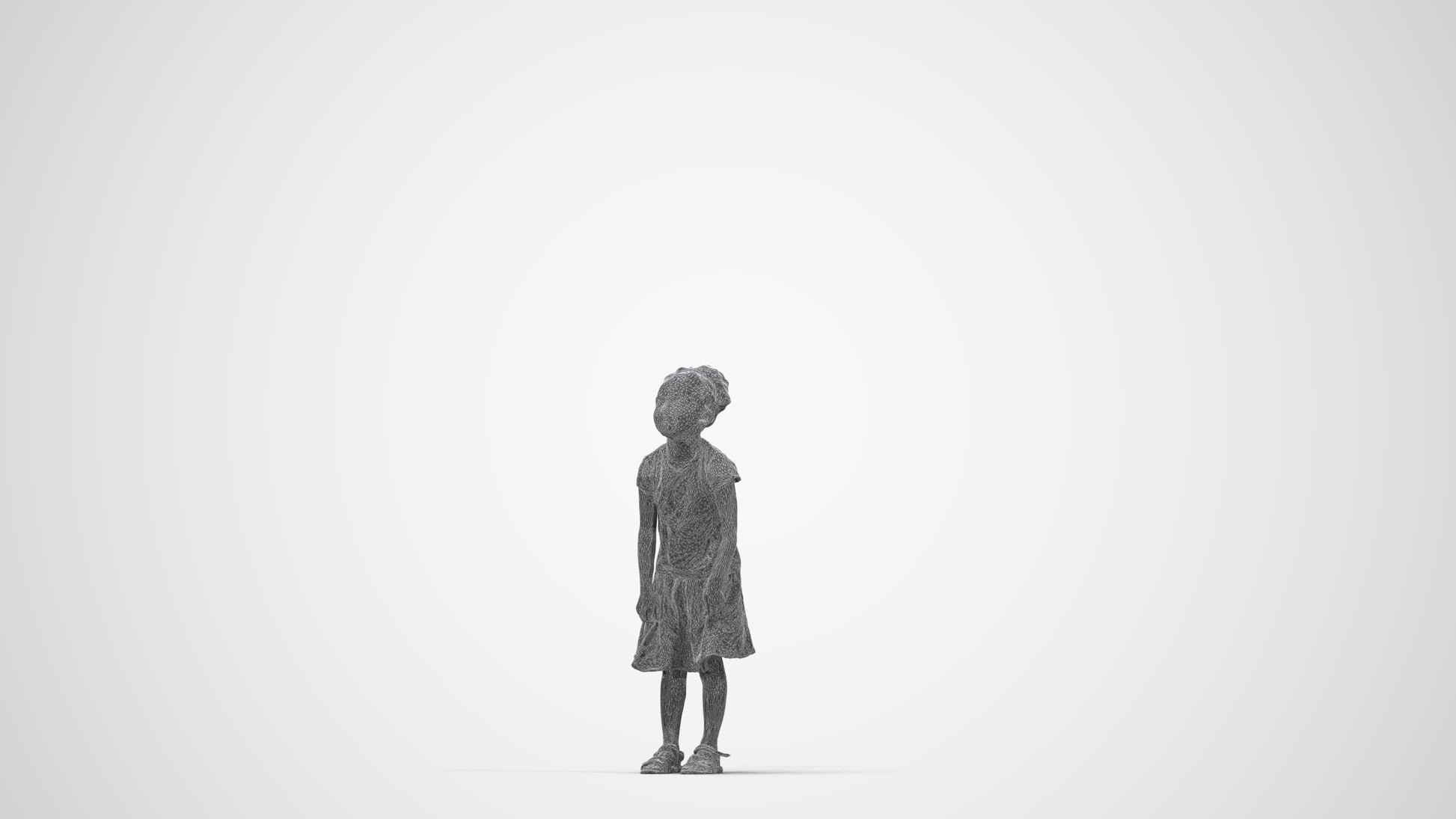 realistic 3D human girl casual kids, archviz people FBX OBJ for Blender, wireframe back view
