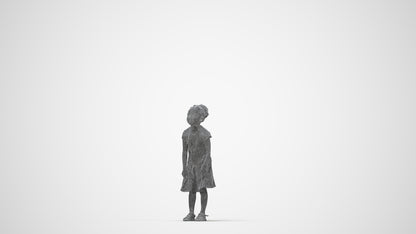 realistic 3D human girl casual kids, archviz people FBX OBJ for Blender, wireframe back view