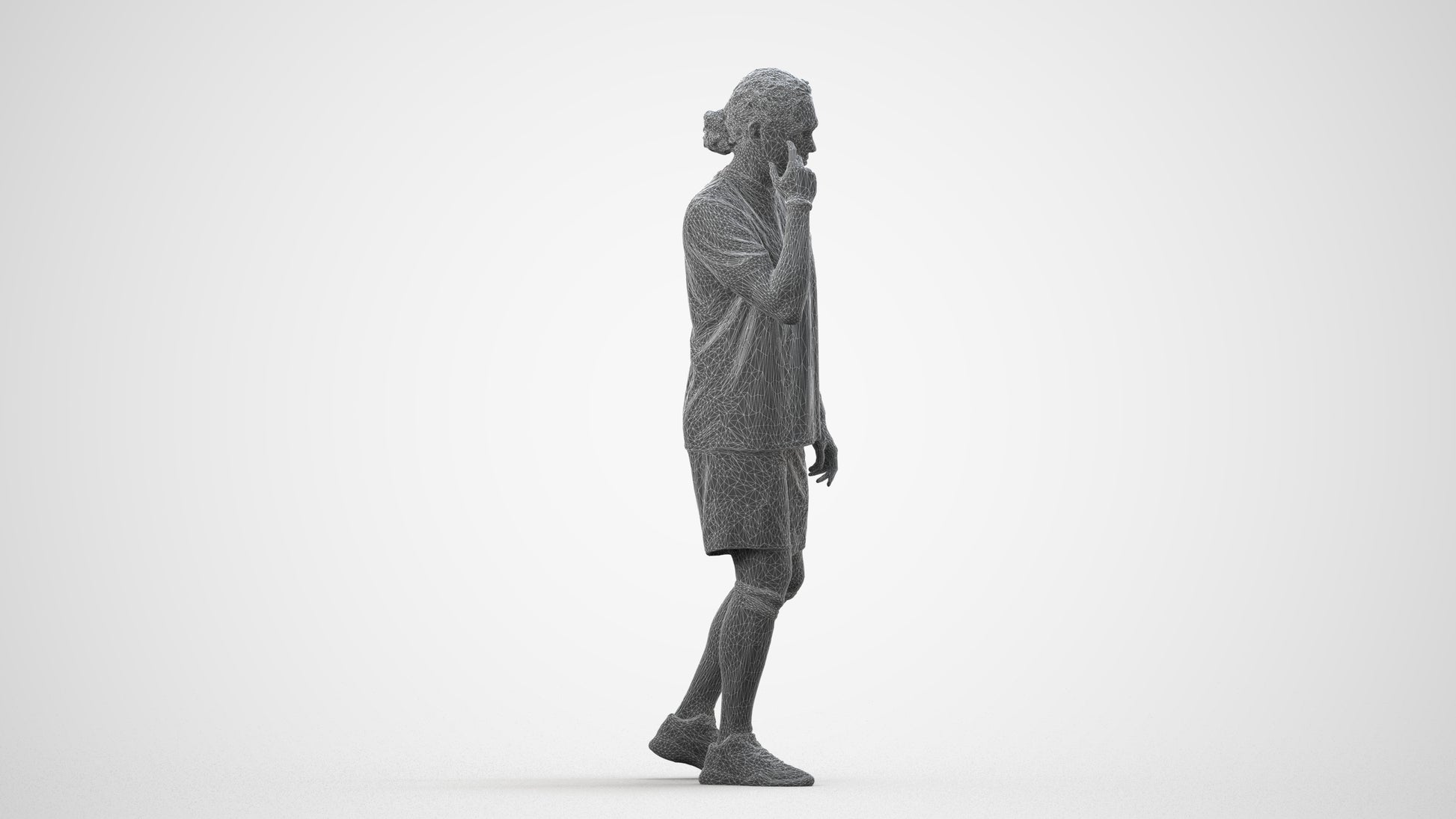 realistic 3D people man sport, render-ready for V-Ray and Corona, FBX OBJ, wireframe side view