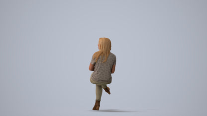 realistic 3D people woman casual sitting, render-ready for V-Ray and Corona, FBX OBJ, three-quarter view render