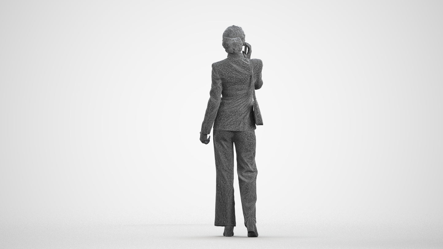 scanned 3D woman business, photogrammetry people for Enscape and V-Ray, wireframe front view