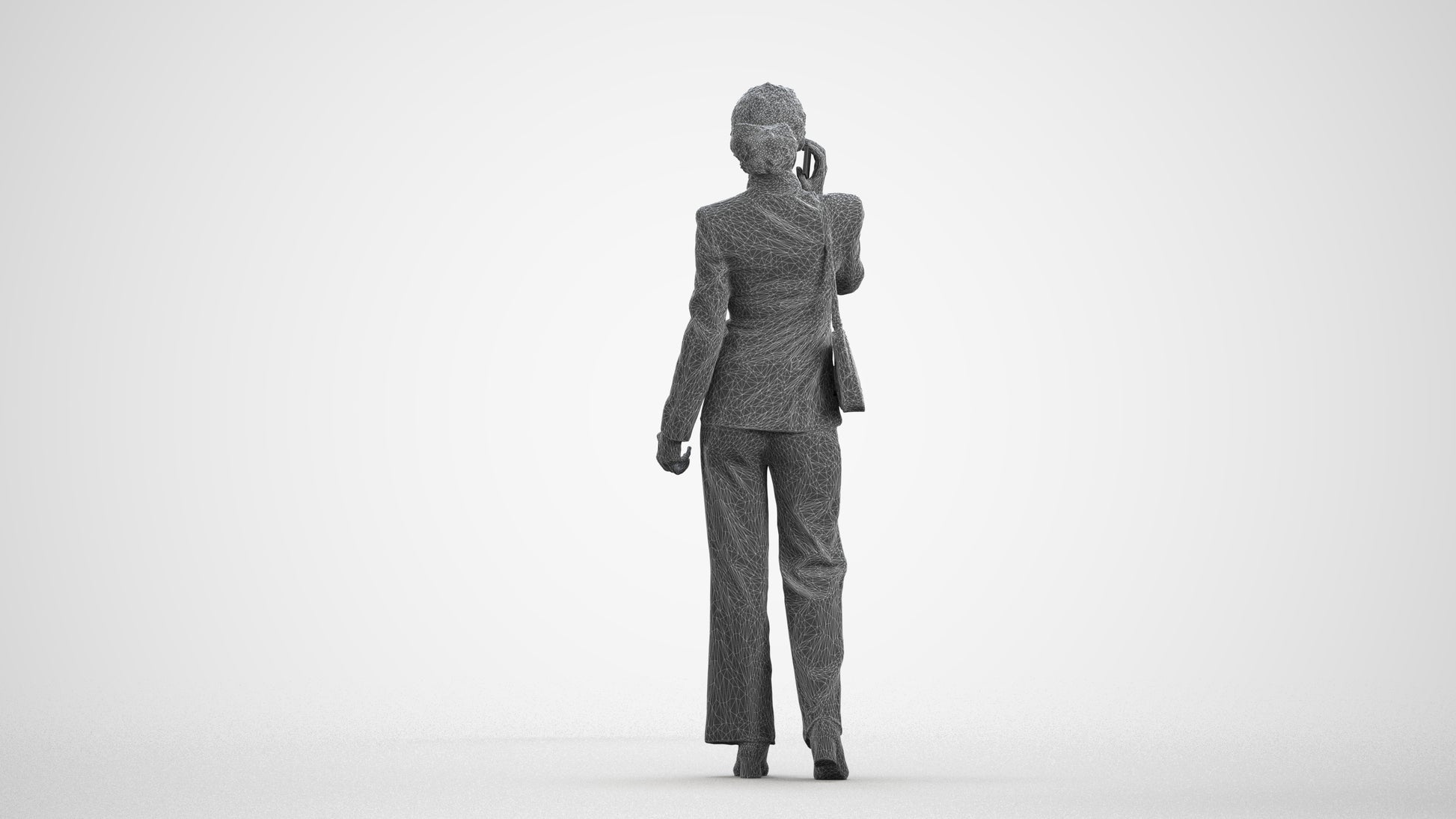 scanned 3D woman business, photogrammetry people for Enscape and V-Ray, wireframe front view