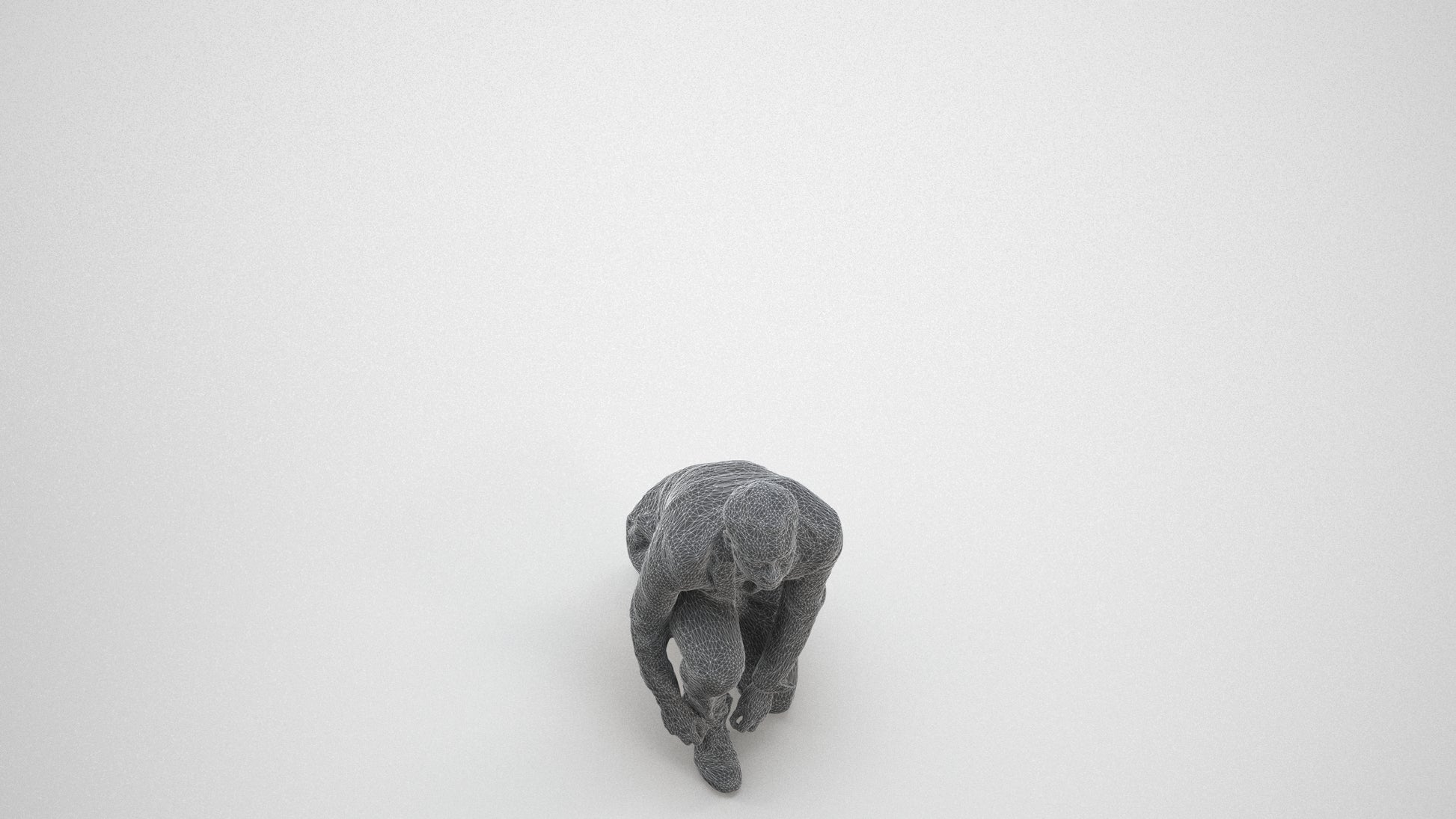 scanned 3D man business standing, photogrammetry people for Enscape and V-Ray, wireframe three-quarter view