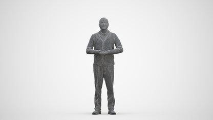 scanned 3D man business standing, photogrammetry people for Enscape and V-Ray, three-quarter front view render