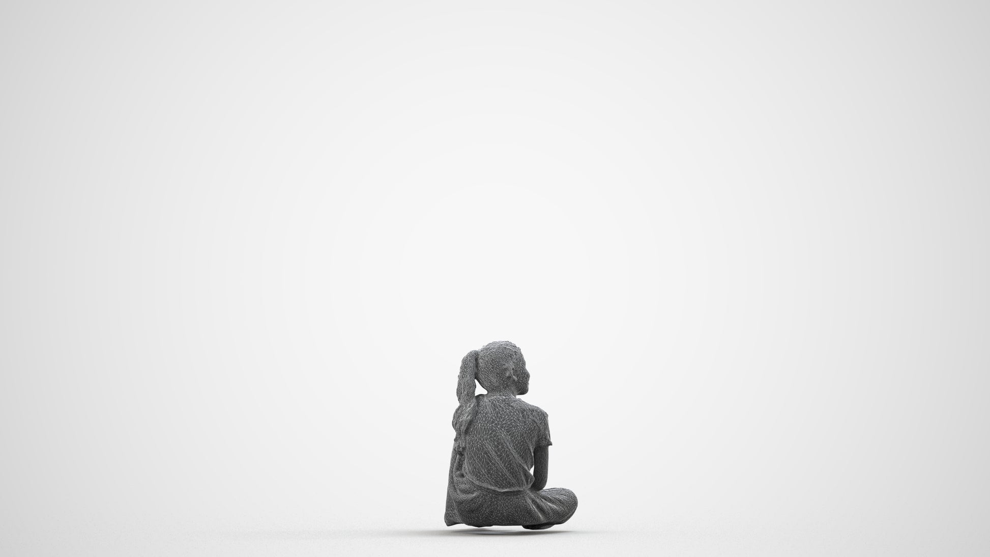 3D people model girl casual kids, scanned human for 3ds Max rendering, wireframe side view