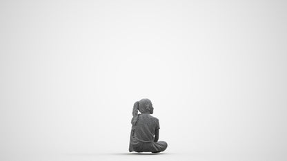 3D people model girl casual kids, scanned human for 3ds Max rendering, wireframe side view