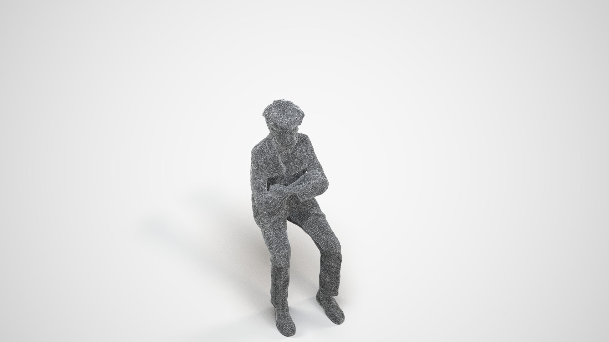 3D people model boy kids, scanned human for 3ds Max rendering, wireframe three-quarter view