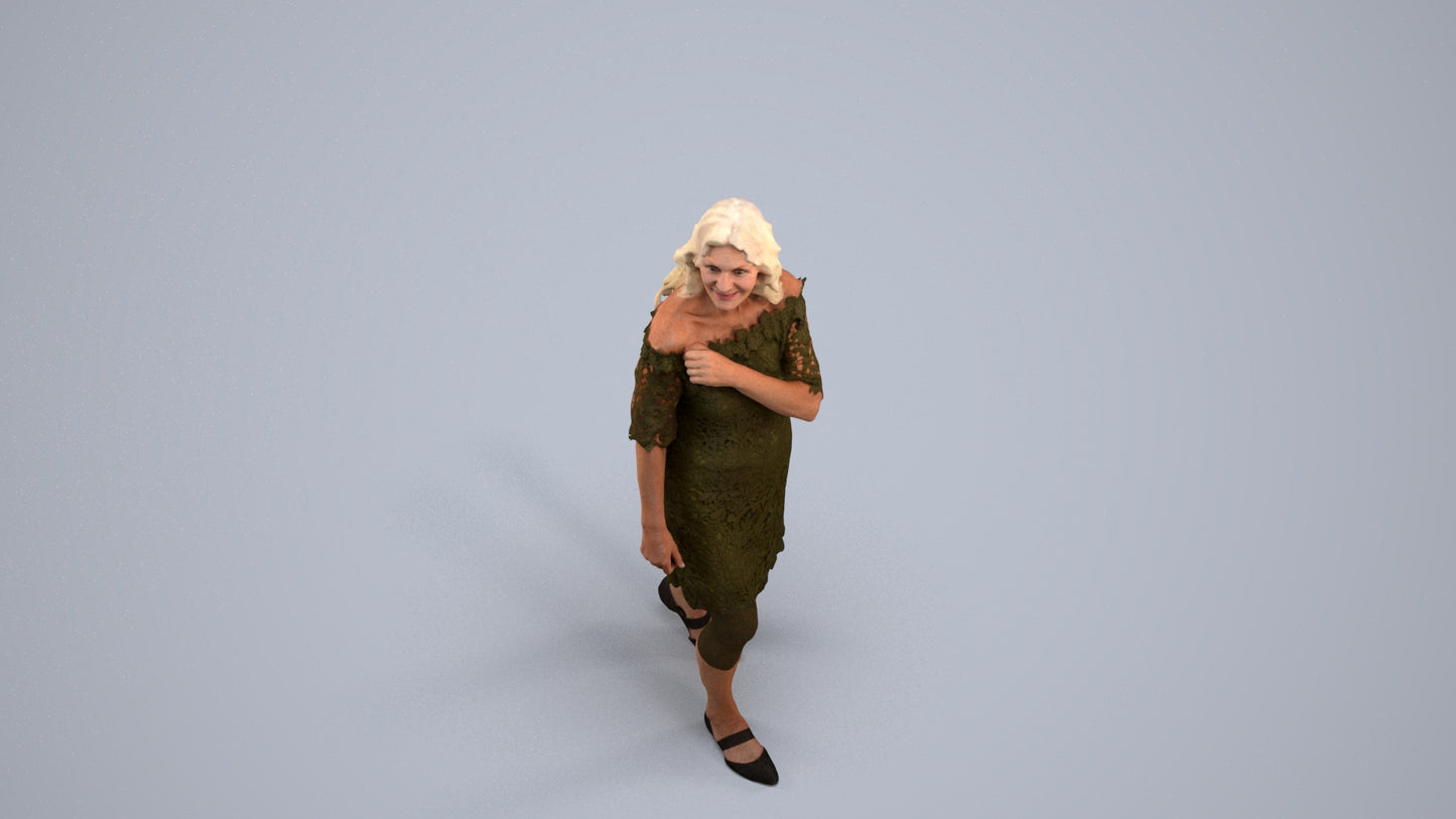 3D scanned senior woman business casual, photorealistic archviz people for Enscape and SketchUp, back view render