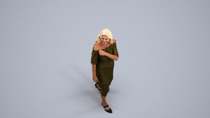 3D scanned senior woman business casual, photorealistic archviz people for Enscape and SketchUp, back view render