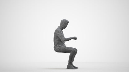 realistic 3D human man casual business, archviz people FBX OBJ for Blender, wireframe side view