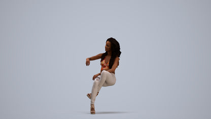 3D people model woman casual sitting, scanned human for 3ds Max rendering, standing pose render