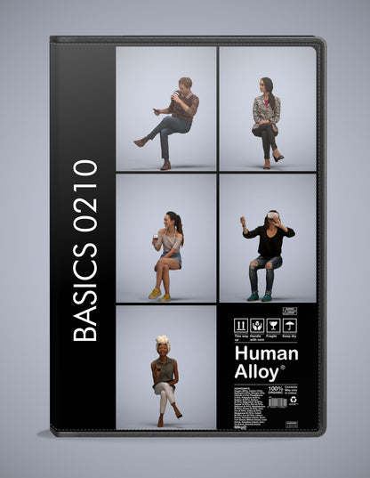 realistic 3D humans sitting pack, 5 archviz people FBX OBJ for Blender