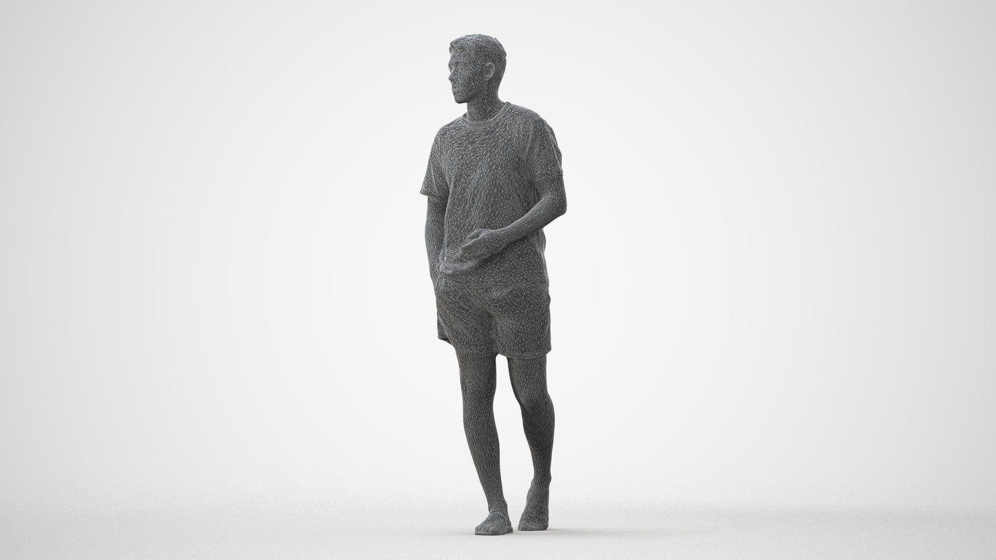 3D scanned man walking casual, photorealistic archviz people for Enscape and SketchUp, square thumbnail