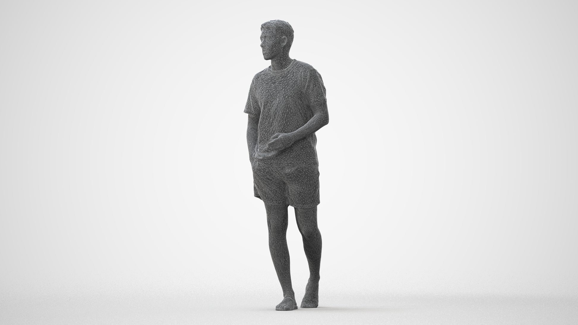 3D scanned man walking casual, photorealistic archviz people for Enscape and SketchUp, square thumbnail