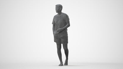 3D scanned man walking casual, photorealistic archviz people for Enscape and SketchUp, square thumbnail