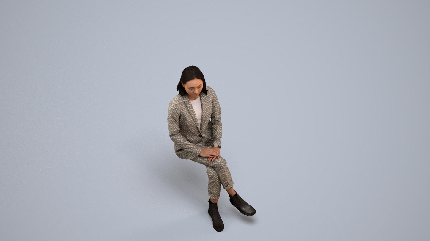 scanned 3D woman business, photogrammetry people for Enscape and V-Ray, back view render