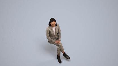 scanned 3D woman business, photogrammetry people for Enscape and V-Ray, back view render