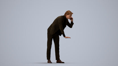 realistic 3D man business, scanned archviz people for Blender and 3ds Max, side view render