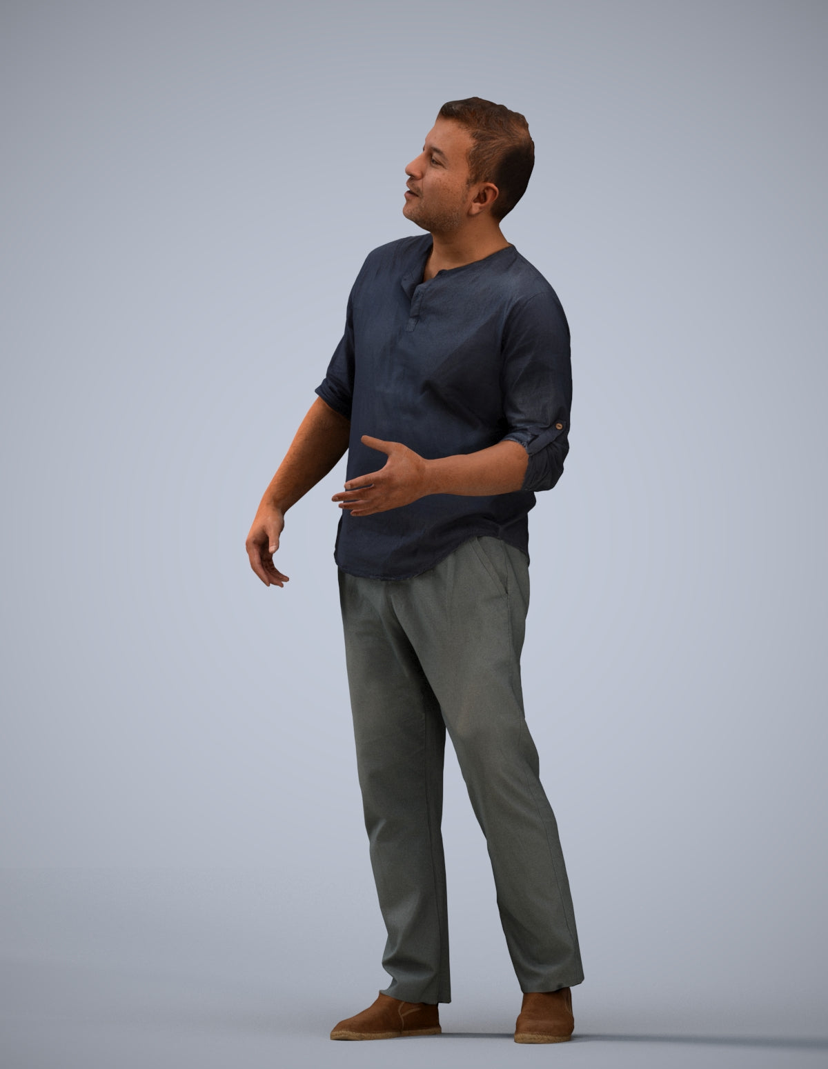 realistic 3D man casual standing, scanned archviz people for Blender and 3ds Max