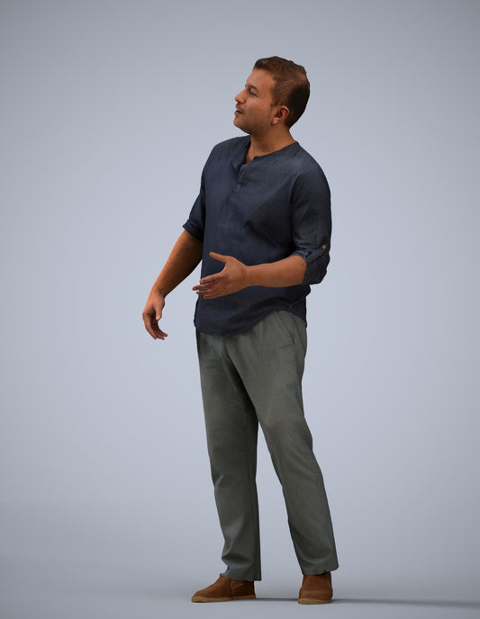 realistic 3D man casual standing, scanned archviz people for Blender and 3ds Max