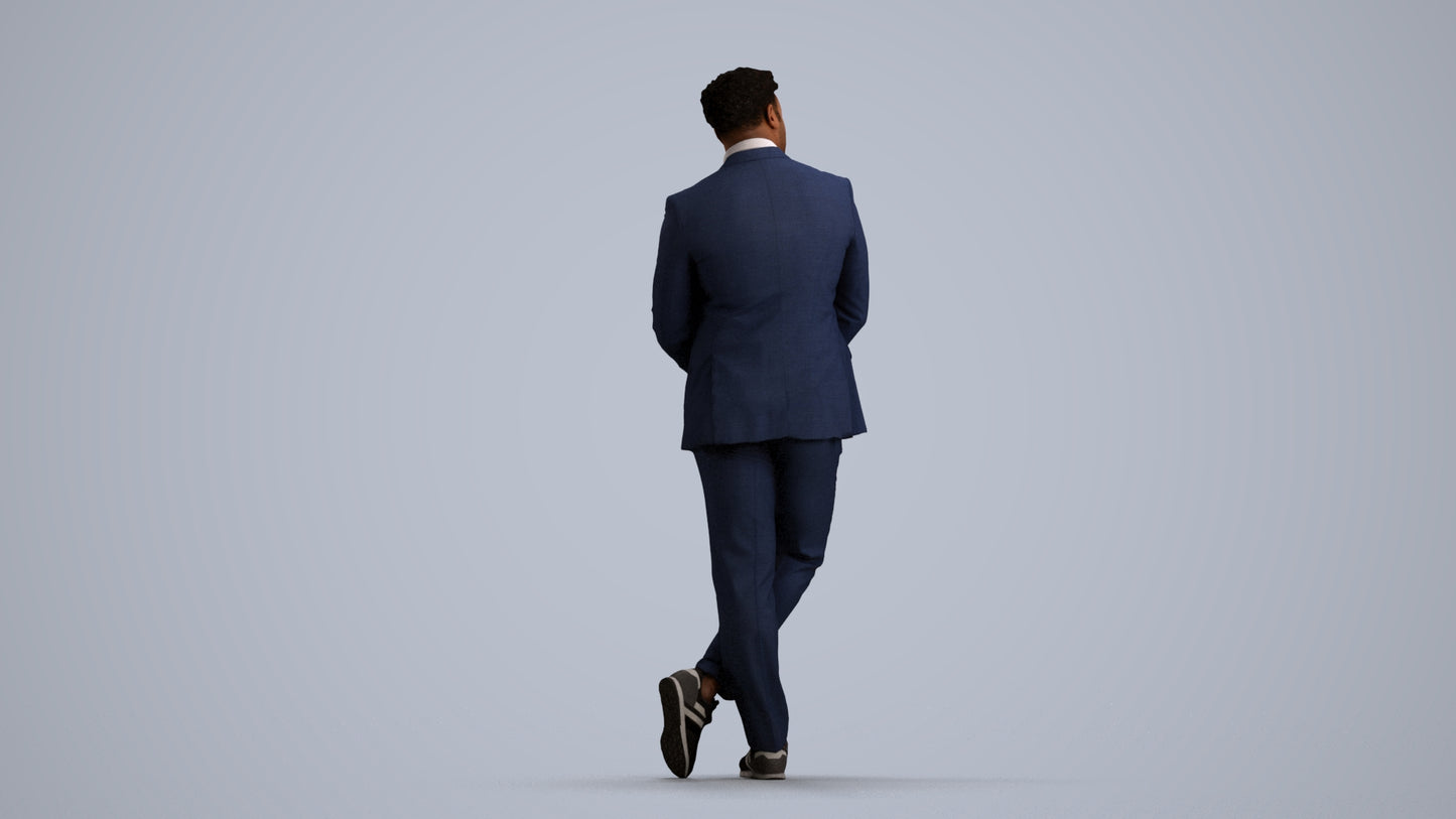 realistic 3D man business, scanned archviz people for Blender and 3ds Max, front view render