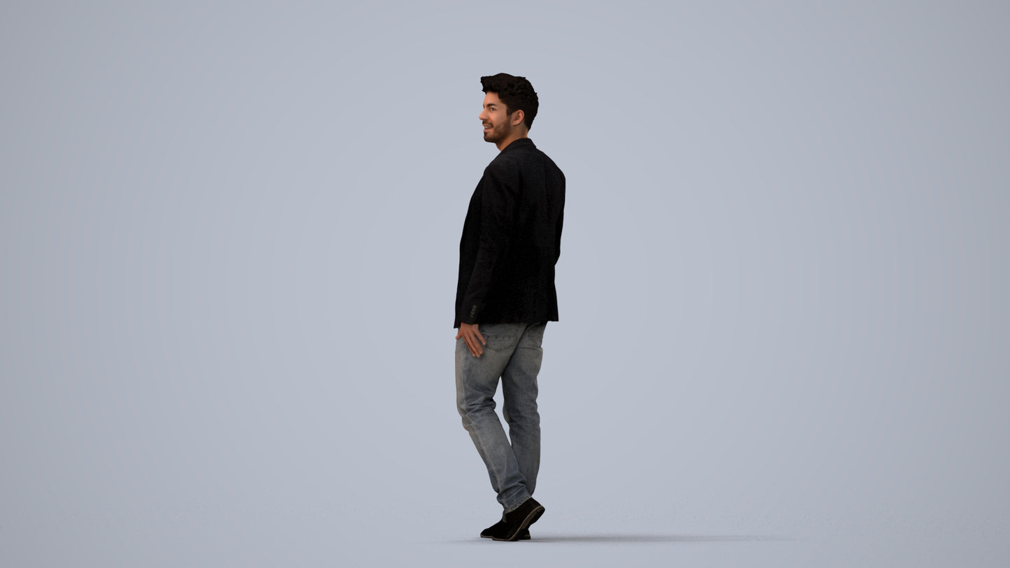 photogrammetry 3D man casual business, realistic human model archviz FBX, three-quarter view render