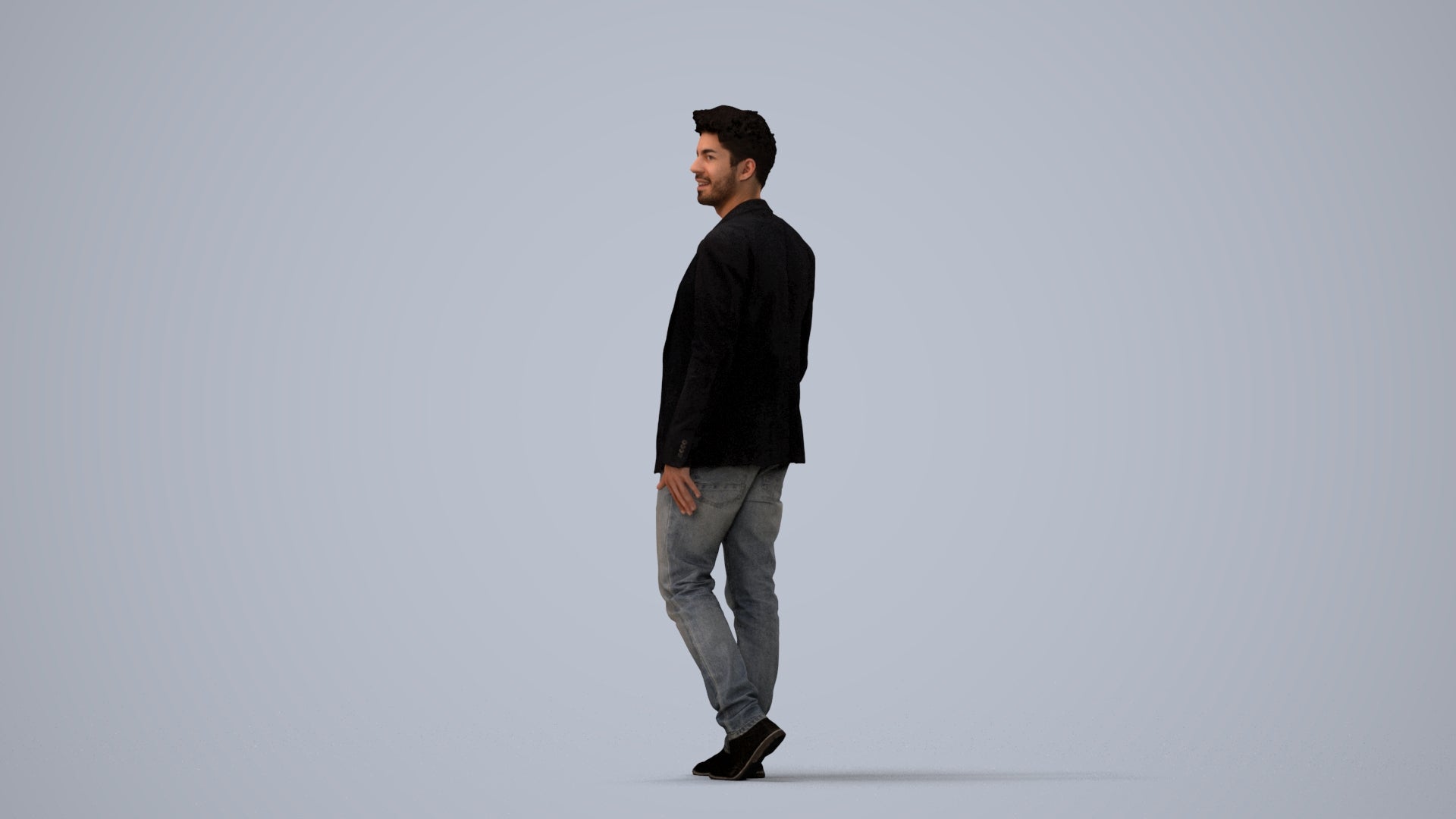 photogrammetry 3D man casual business, realistic human model archviz FBX, three-quarter view render
