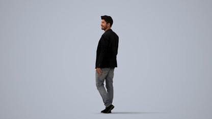photogrammetry 3D man casual business, realistic human model archviz FBX, three-quarter view render