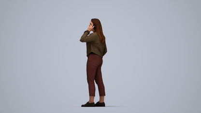 scanned 3D woman casual standing, photogrammetry people for Enscape and V-Ray, top-down view render