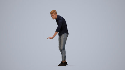 realistic 3D human man casual standing, archviz people FBX OBJ for Blender, top-down view render