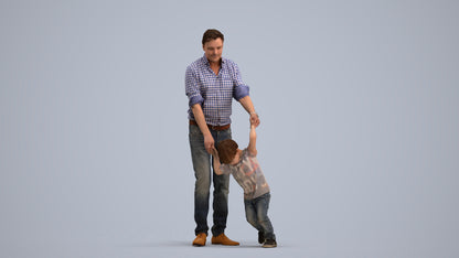 3D human model boy casual kids, photogrammetry scanned person for archviz, standing pose render