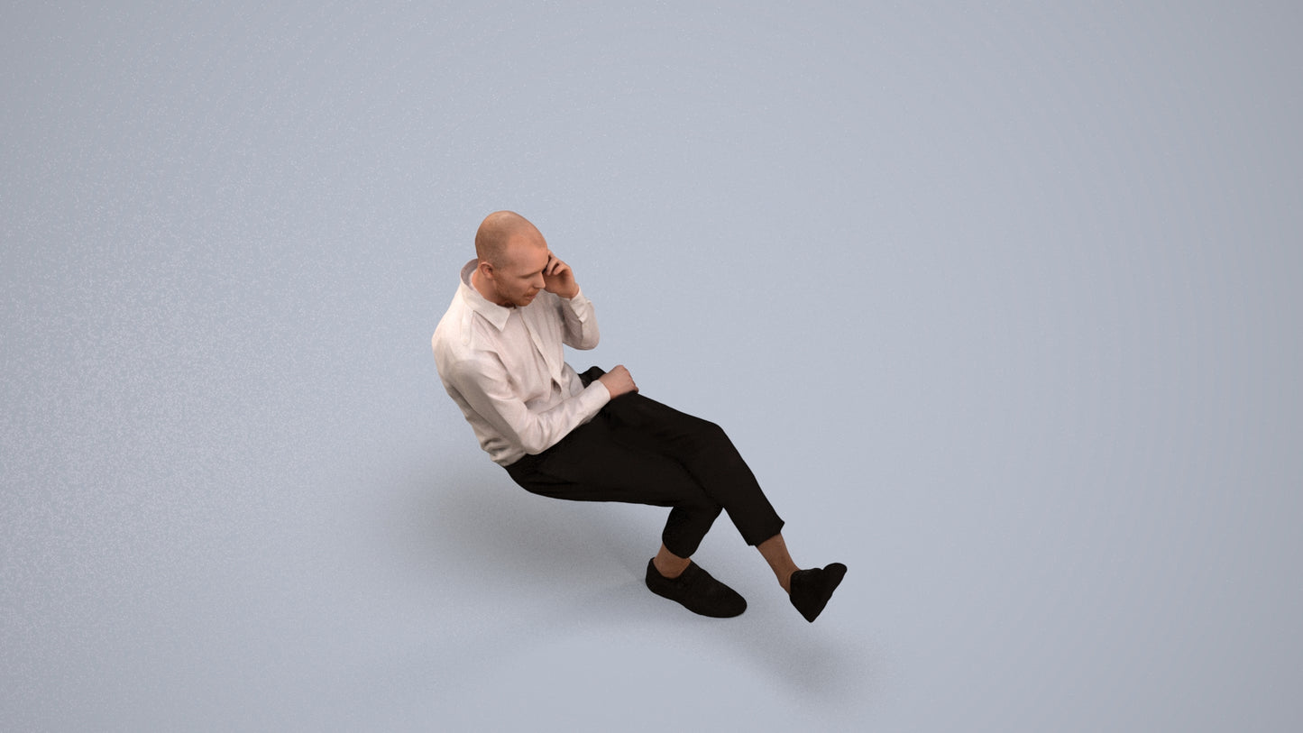 3D scanned man business, photorealistic archviz people for Enscape and SketchUp, back view render