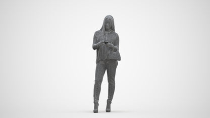 realistic 3D people woman business standing, render-ready for V-Ray and Corona, FBX OBJ, three-quarter front view render