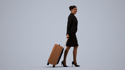 3D people model woman hospitality, scanned human for 3ds Max rendering, side view render