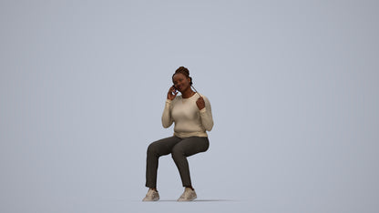 scanned 3D woman casual sitting, photogrammetry people for Enscape and V-Ray, top-down view render