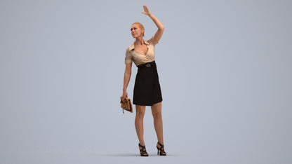 3D scanned woman standing business, photorealistic archviz people for Enscape and SketchUp, standing pose render